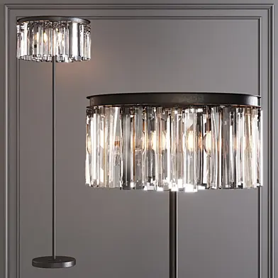 Restoration Hardware 1920S ODEON RHYS  CLEAR GLASS FLOOR LAMP 2-TIER Black