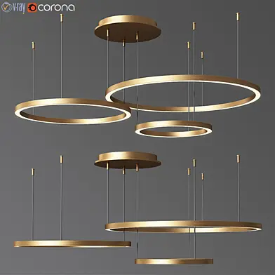 Art Deco Small & Large Hoops Led Ring Chandelier