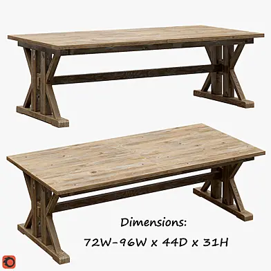 Coastal Natural Wood Trestle Extension Dining Table 96"