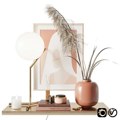 Decorative set with pampas grass