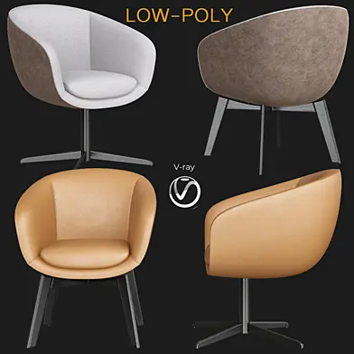 Minotti Russell Little Lounge & Dining Chair Set10 (low poly)