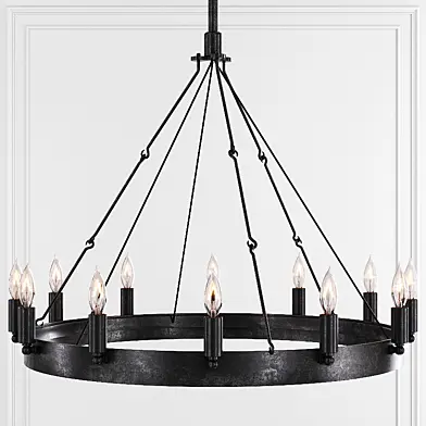 Restoration Hardware CAMINO VINTAGE CANDELABRA ROUND CHANDELIER 26 Black