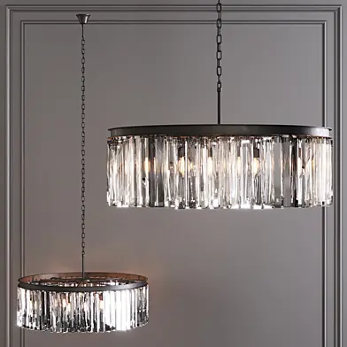Restoration Hardware 1920S ODEON RHYS CLEAR GLASS PRISM ROUND CHANDELIER 32 Black