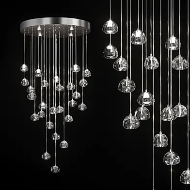 Chandelier with shades of glass ingots METEORA