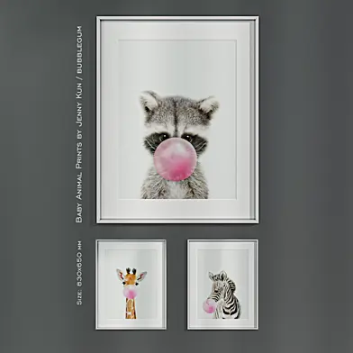 Baby Animal Prints by Jenny Kun / Bubblegum. Size: 830x650mm.