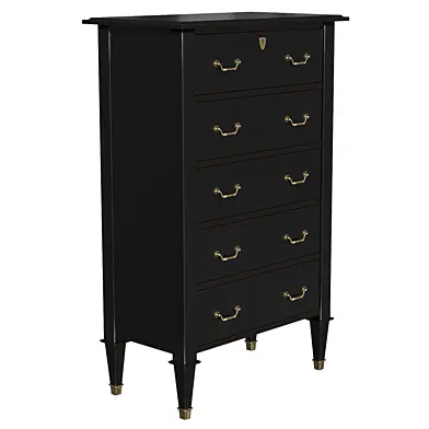 Комод Commode semainier 5 tiroirs en acacia noir, gris perle, gris nuance - Cenacle