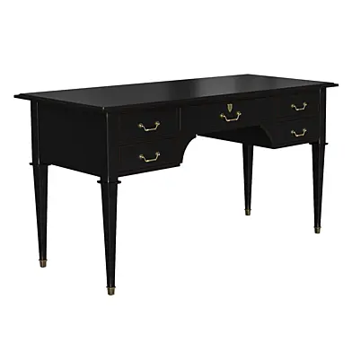 Письменный стол Bureau noir 5 tiroirs en acacia massif noir, gris perle, gris nuance - Cenacle