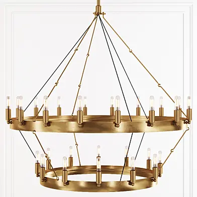 Restoration Hardware CAMINO VINTAGE FILAMENT 2-TIER CHANDELIER 38 Brass