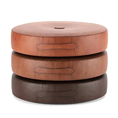 Saddle Color Leather Drum Stacking Cushion