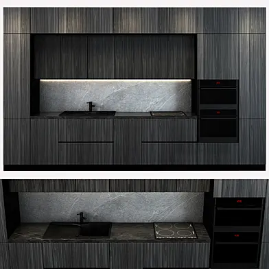 Stylish Italian black Kitchen Design_019