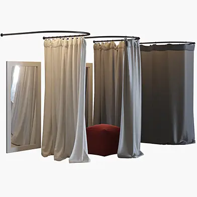 Fitting room with mirror
