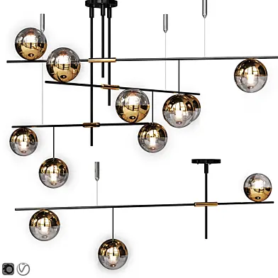 Lampatron Technum Chandelier set.v2  3 and 9 clear shades