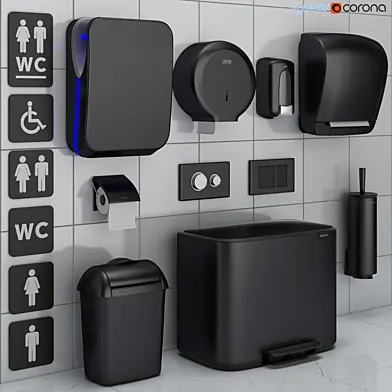 Аксессуары для санузла set 72 black (Jofel, Brabantia, Satino Black, BXG, Katrin, Viega)