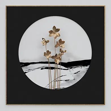 3d gold flower picture set | № 005