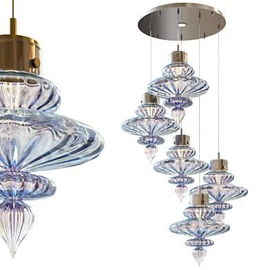 BASILICA round 5  light nickel & antique brass Lustre