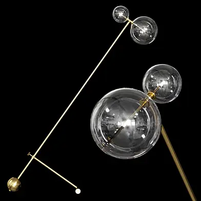 Restoration Hardware Glass Globe Mobile BOOM FLOOR LAMP Brass