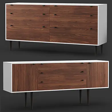 Envelo Collection Walnut Sideboard and Double dresser