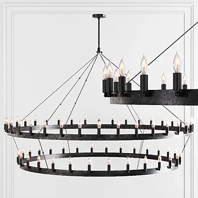 Restoration Hardware CAMINO VINTAGE CANDELABRA 2-TIER CHANDELIER 71 Black