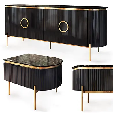 Комод  и тумба прикроватная Tesla black. Nightstand, sideboard by Medusa Home