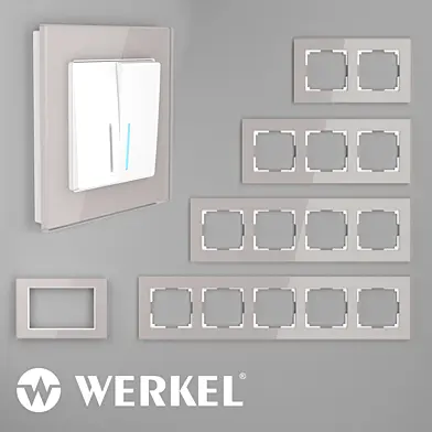 ОМ Стеклянные рамки для розеток и выключателей Werkel Favorit (дымчатый)