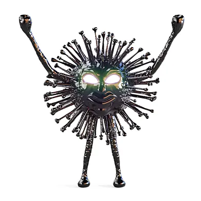 Black monster coronavirus with luminous eyes