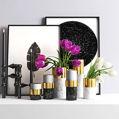 set337 -black, gold and tulip