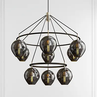Iliad Carbide Black & Polished Nickel 9 Light Chandelier by Troy Lighting