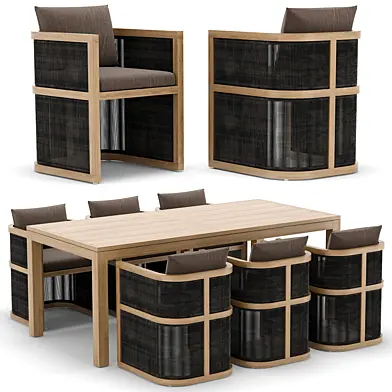 RH Outdoor Capri restangular table and chair