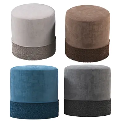 FRINGED ROUND VELVET OTTOMAN FOOTSTOOL