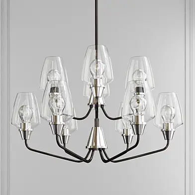 Cascade Black 21 Light Etched Glass LED Round Chandelier by Modern Forms