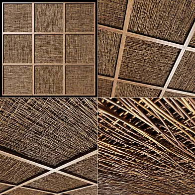 Ceiling wood  thin branch beam n2 / Потолок деревянный из тонких веток на балках