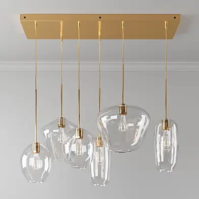 Sculptural Glass 7-Light Multi Chandelier - Clear