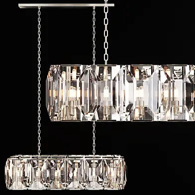 Restoration Hardware HARLOW CRYSTAL RECTANGULAR CHANDELIER 42 Nickel