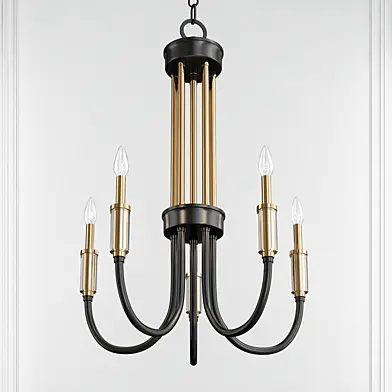 Glendon Matte Black & Burnished Brass 5 Light Chandelier by Elk Lighting