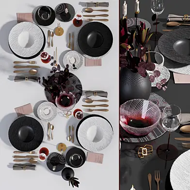 Table setting Black and White