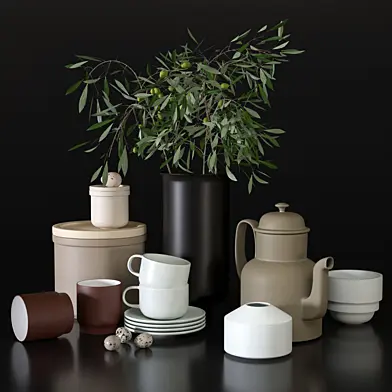 Decorative set with dishes for the kitchen