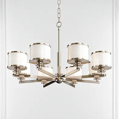 Basking Ridge Satin Nickel 8 Light Chandelier by Hudson Valley