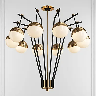Ten Globe Chandelier in the Manner of Stilnovo