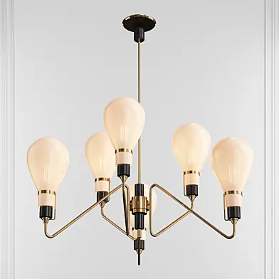Six Light Italian Mid-Century Chandelier