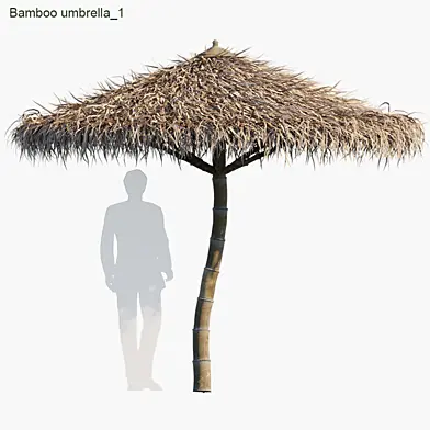 Bamboo umbrella tropical style 01