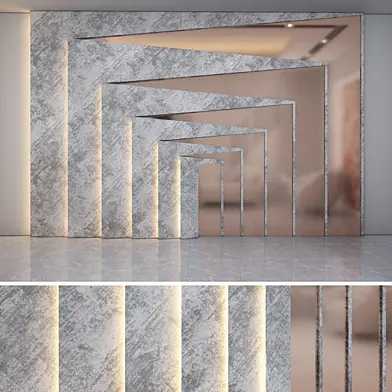 Grey decorative wall panel with gold metal
