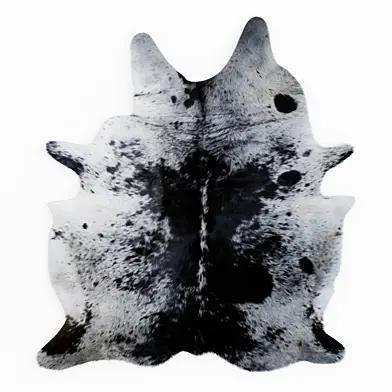 Leather Cowhide Rug With Black And White Spotted