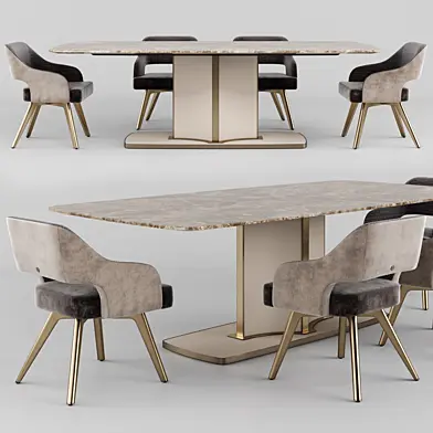 Cantori VOYAGE Rectangular table_ADRIA Velvet chair