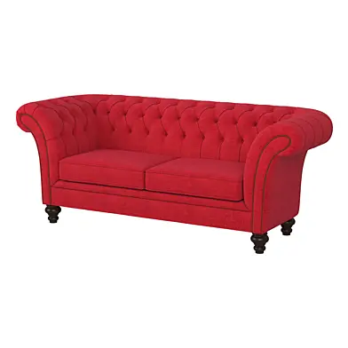 Red Velvet Sofa with Arms