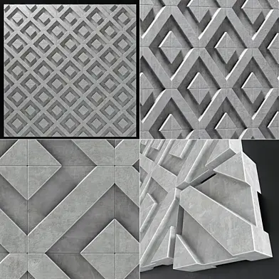 Wall  decor concrete tile line Big n2 / Стена из бетона в линию