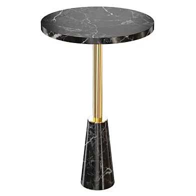 Круглый Журнальный столик Leni Black Marble Drink Table (Crate and Barrel)