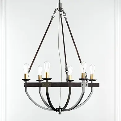 Lodge 6-light  Wide Steel Chandelier