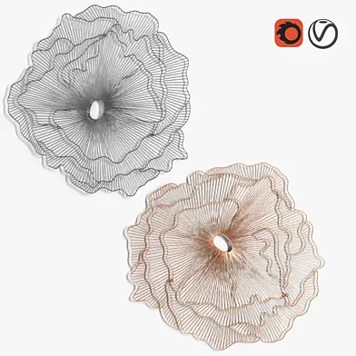 Poppy Flower Wall Art Copper & Silver/Black