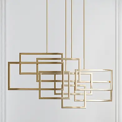 Geometric Modern Italian Designer Vertical Chandelier