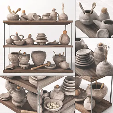 Dishes clay rack n7 / Стеллаж с посудой из глины №7